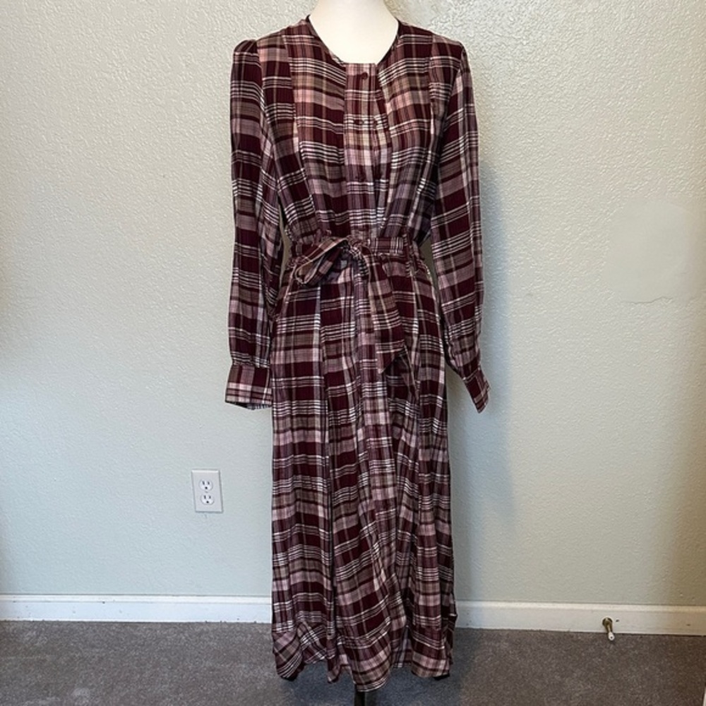 Ricki’s Plaid Maxi Dress Shirt Belted GUC M